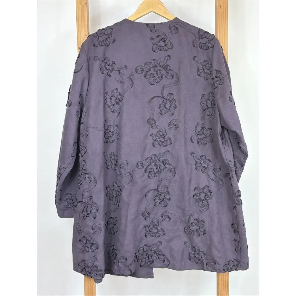 Yushi Women’s Purple Embellished Scoop Neck Jacket XXL MADE IN USA